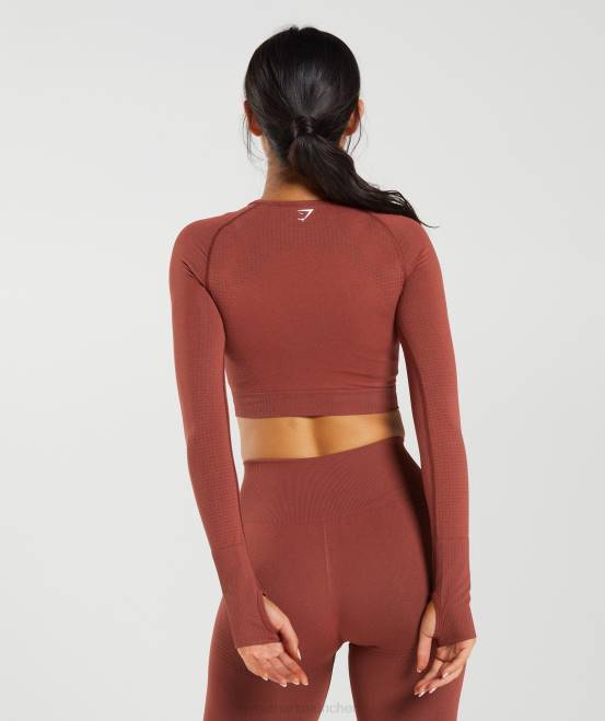 ziegelroter Mergel Kleidung Gymshark Frauen Vital Seamless 2.0 Crop Top 04P8460