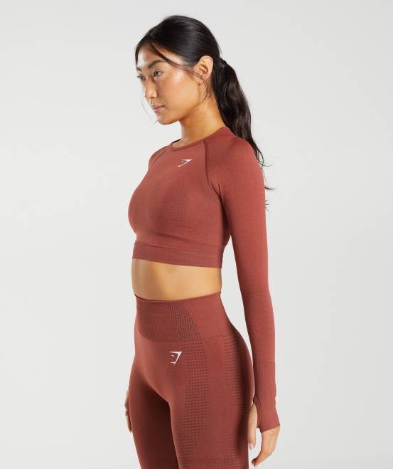ziegelroter Mergel Kleidung Gymshark Frauen Vital Seamless 2.0 Crop Top 04P8460