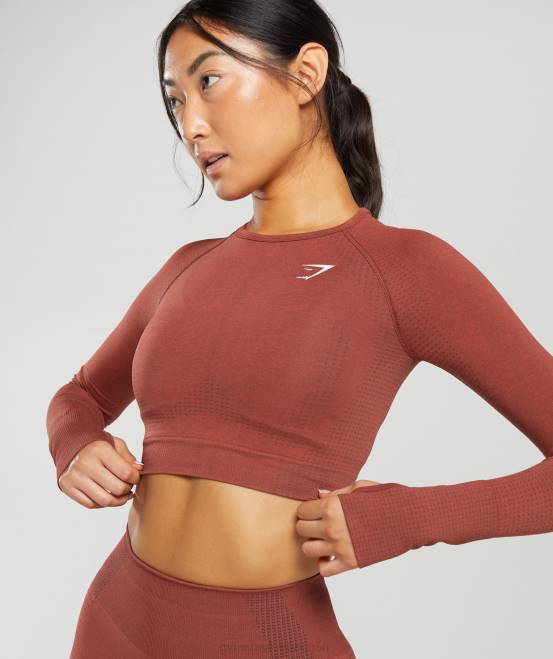ziegelroter Mergel Kleidung Gymshark Frauen Vital Seamless 2.0 Crop Top 04P8460