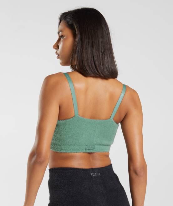 Blattgrün Kleidung Gymshark Frauen Whitney Wimpernstrick-Bandeau 04P8144