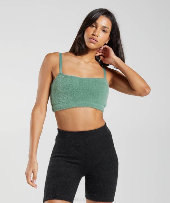 Blattgrün Kleidung Gymshark Frauen Whitney Wimpernstrick-Bandeau 04P8144