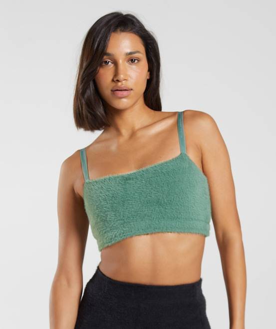 Blattgrün Kleidung Gymshark Frauen Whitney Wimpernstrick-Bandeau 04P8144