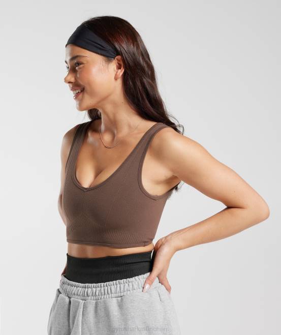 Eichenbraun Kleidung Gymshark Frauen Nahtloses Ruhetag-Bralette 04P8177