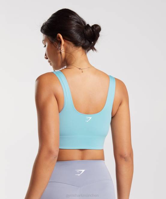 Eisbergblau Kleidung Gymshark Frauen Langer Sport-BH 04P8153