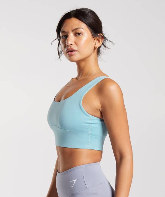 Eisbergblau Kleidung Gymshark Frauen Langer Sport-BH 04P8153