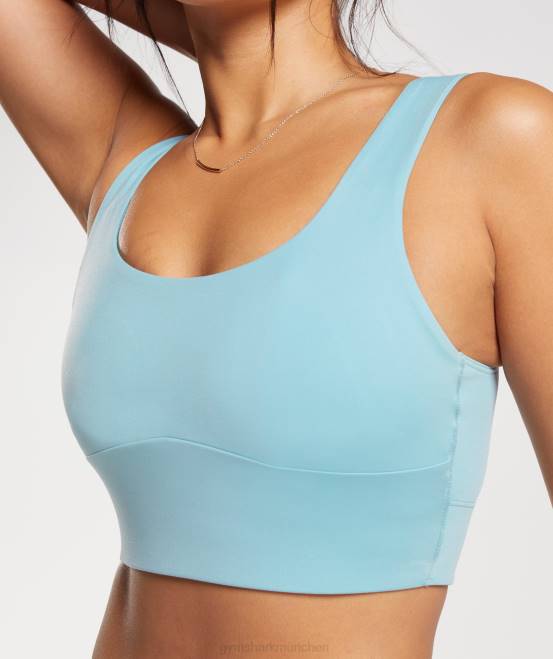 Eisbergblau Kleidung Gymshark Frauen Langer Sport-BH 04P8153