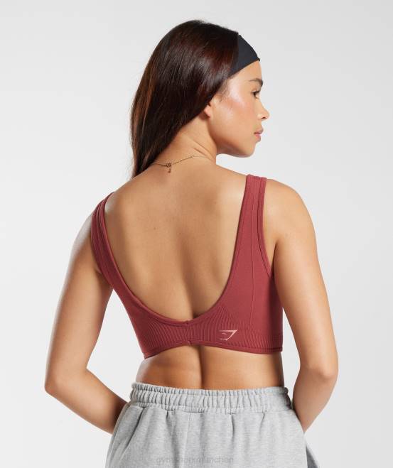 Granatapfelrot Kleidung Gymshark Frauen Nahtloses Ruhetag-Bralette 04P8171