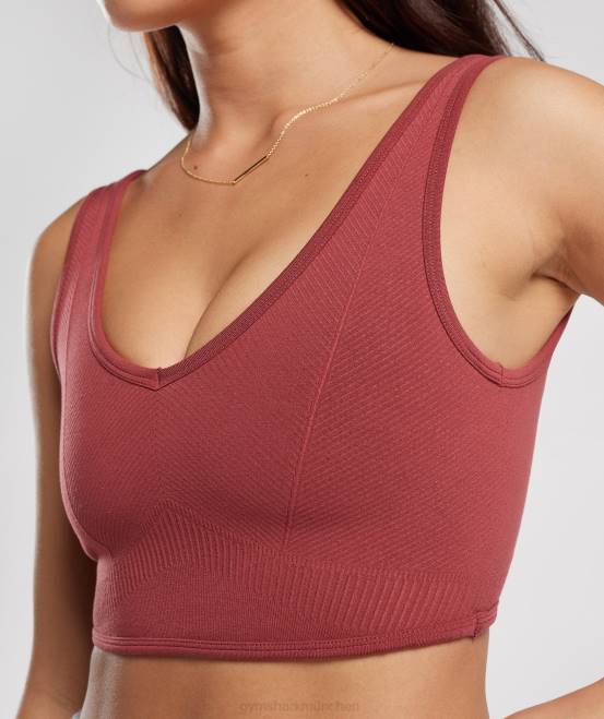 Granatapfelrot Kleidung Gymshark Frauen Nahtloses Ruhetag-Bralette 04P8171