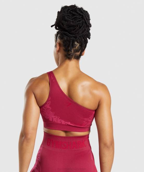 Johannisbeerrosa/Fluo-Fuchsia/Magenta-Rosa Kleidung Gymshark Frauen Wtflex nahtloser One-Shoulder-Sport-BH 04P8213