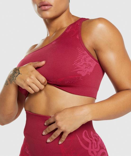 Johannisbeerrosa/Fluo-Fuchsia/Magenta-Rosa Kleidung Gymshark Frauen Wtflex nahtloser One-Shoulder-Sport-BH 04P8213