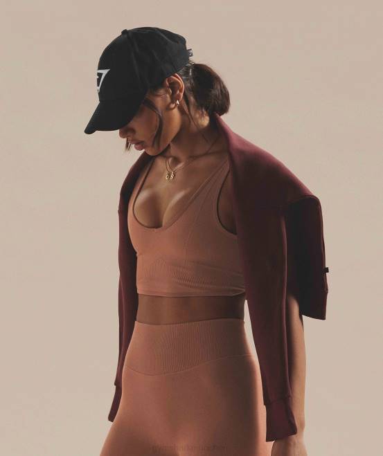 Kaffeebraun Kleidung Gymshark Frauen Nahtloses Ruhetag-Bralette 04P8175