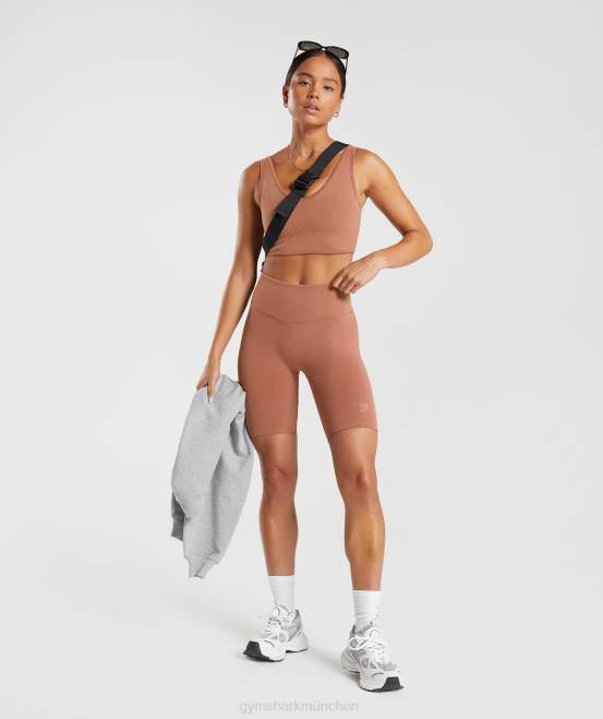 Kaffeebraun Kleidung Gymshark Frauen Nahtloses Ruhetag-Bralette 04P8175