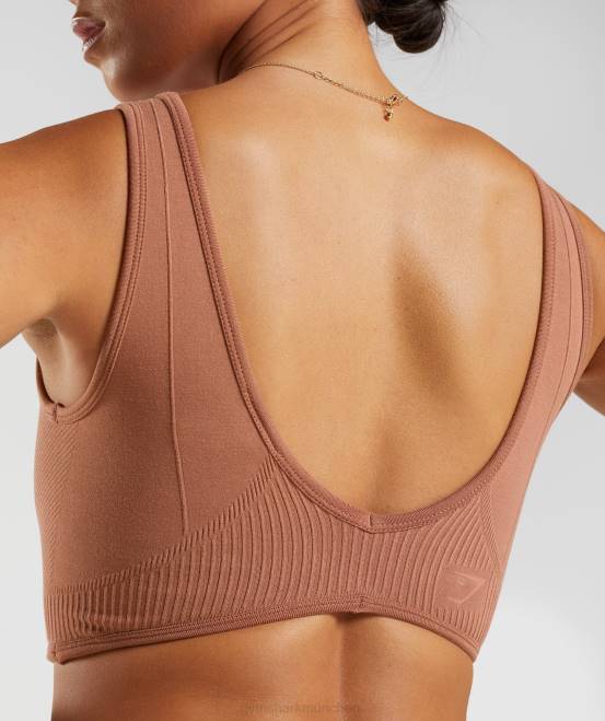 Kaffeebraun Kleidung Gymshark Frauen Nahtloses Ruhetag-Bralette 04P8175