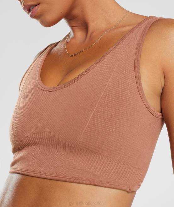 Kaffeebraun Kleidung Gymshark Frauen Nahtloses Ruhetag-Bralette 04P8175