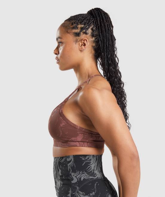 Kirschbrauner Druck Kleidung Gymshark Frauen GS Power Sport-BH 04P8221