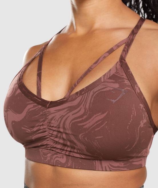 Kirschbrauner Druck Kleidung Gymshark Frauen GS Power Sport-BH 04P8221