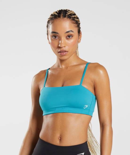 Kometenblau Kleidung Gymshark Frauen Bandeau-Sport-BH 04P8114