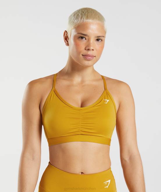 Kurkumagelb Kleidung Gymshark Frauen geraffter Sport-BH 04P8228