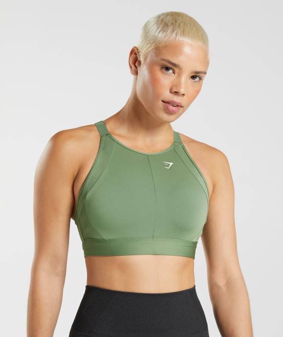 Leguan grün Kleidung Gymshark Frauen Hochgeschlossener Sport-BH mit hohem Halt 04P8191