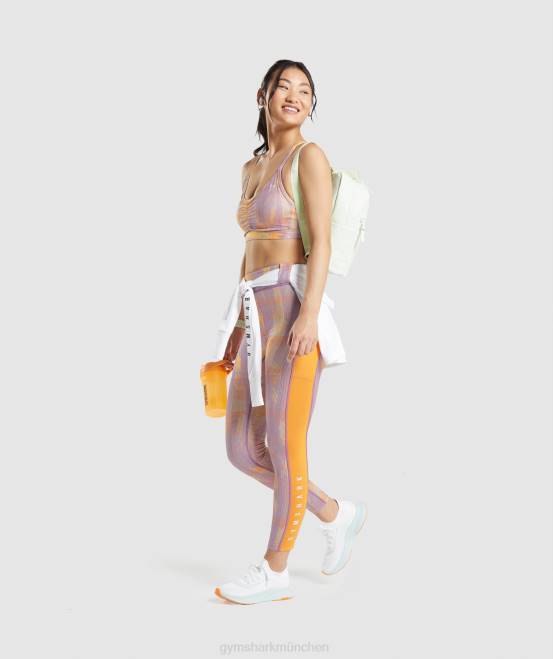 Orangefarbener Druck (ausverkauft) Kleidung Gymshark Frauen Sport-Sport-BH 04P8234