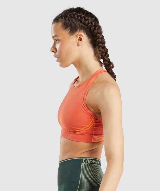 Papaya-Orange/Aprikose-Orange Kleidung Gymshark Frauen Apex nahtloser Sport-BH 04P8219