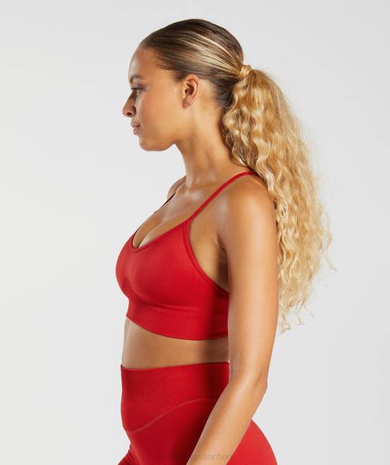 Salsa-Rot Kleidung Gymshark Frauen Schweißnahtloser Sport-BH 04P8216