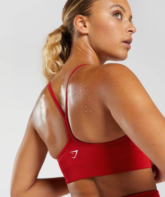 Salsa-Rot Kleidung Gymshark Frauen Schweißnahtloser Sport-BH 04P8216