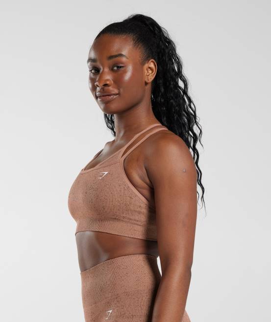 Sandsteinbraun Kleidung Gymshark Frauen Adapt Fleck nahtloser Sport-BH 04P8183
