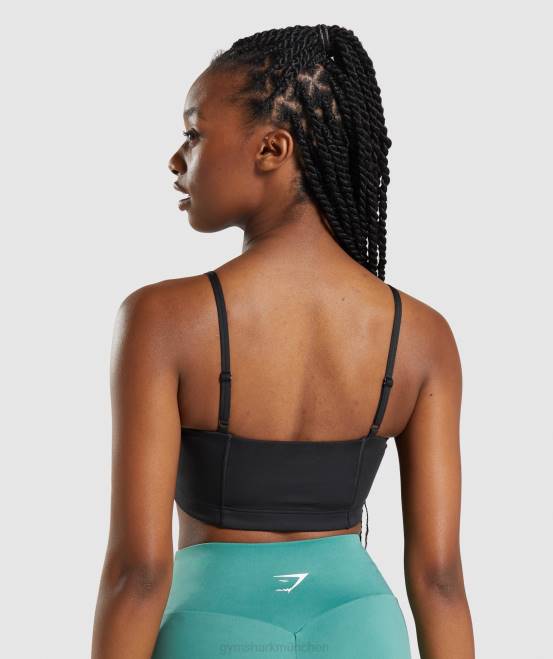 Schwarz Kleidung Gymshark Frauen Bandeau-Sport-BH 04P8159