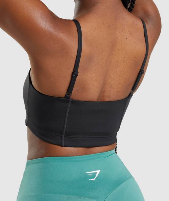 Schwarz Kleidung Gymshark Frauen Bandeau-Sport-BH 04P8159