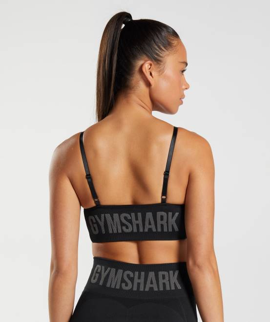 Schwarz Kleidung Gymshark Frauen Flex-Sport-BH mit Trägern 04P8196