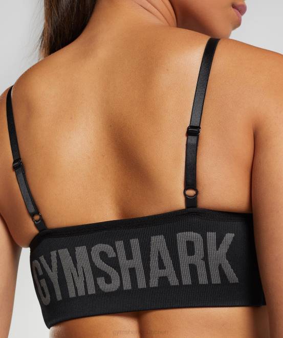 Schwarz Kleidung Gymshark Frauen Flex-Sport-BH mit Trägern 04P8196