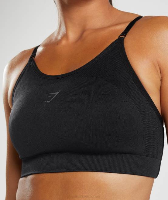 Schwarz Kleidung Gymshark Frauen Flex-Sport-BH mit Trägern 04P8196