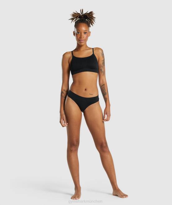 Schwarz Kleidung Gymshark Frauen Nahtloses Bralette mit U-Ausschnitt 04P8507