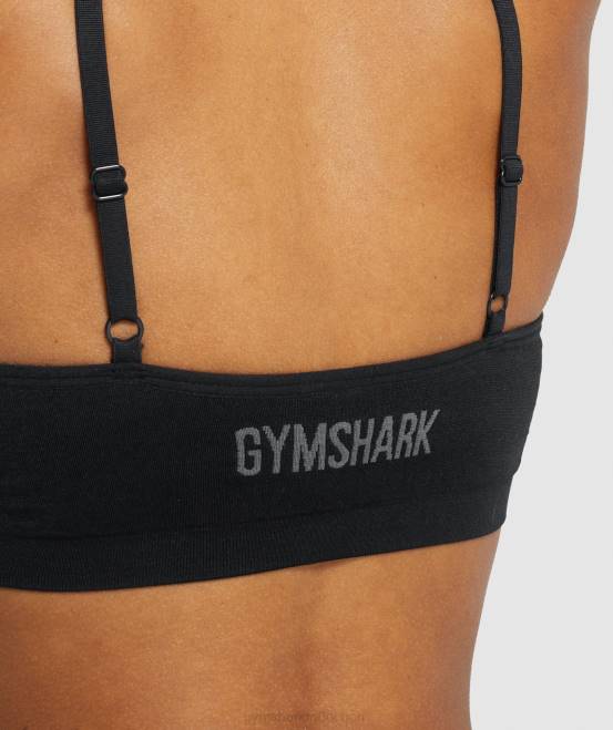 Schwarz Kleidung Gymshark Frauen Nahtloses Bralette mit U-Ausschnitt 04P8507