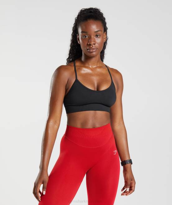 Schwarz Kleidung Gymshark Frauen Schweißnahtloser Sport-BH 04P8116