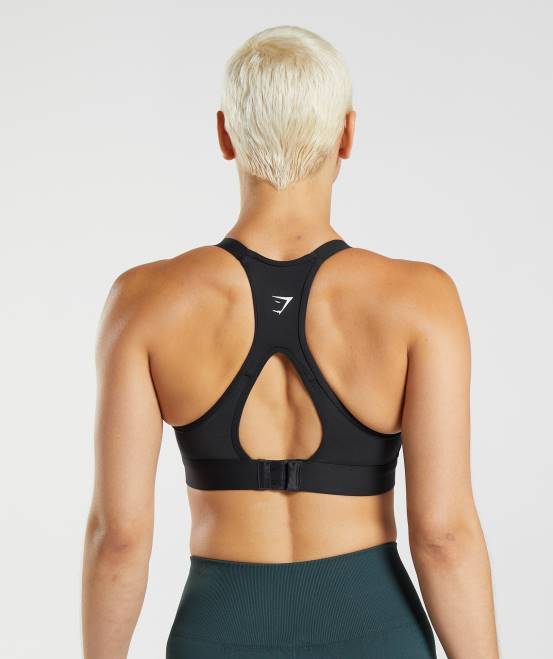 Schwarz Kleidung Gymshark Frauen Sport-BH mit Rückenausschnitt und hohem Halt 04P8194