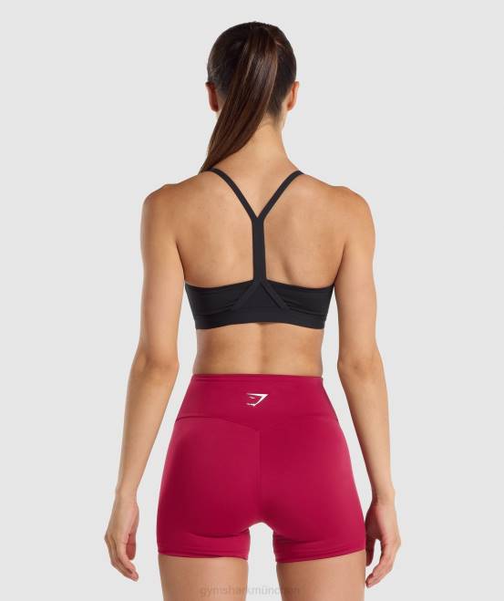 Schwarz Kleidung Gymshark Frauen Sport-BH mit V-Ausschnitt 04P8206
