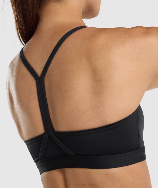 Schwarz Kleidung Gymshark Frauen Sport-BH mit V-Ausschnitt 04P8206
