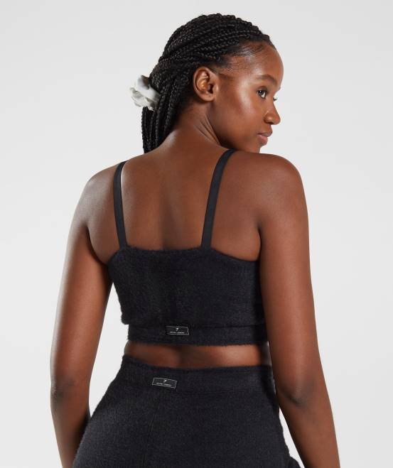 Schwarz Kleidung Gymshark Frauen Whitney Wimpernstrick-Bandeau 04P8143