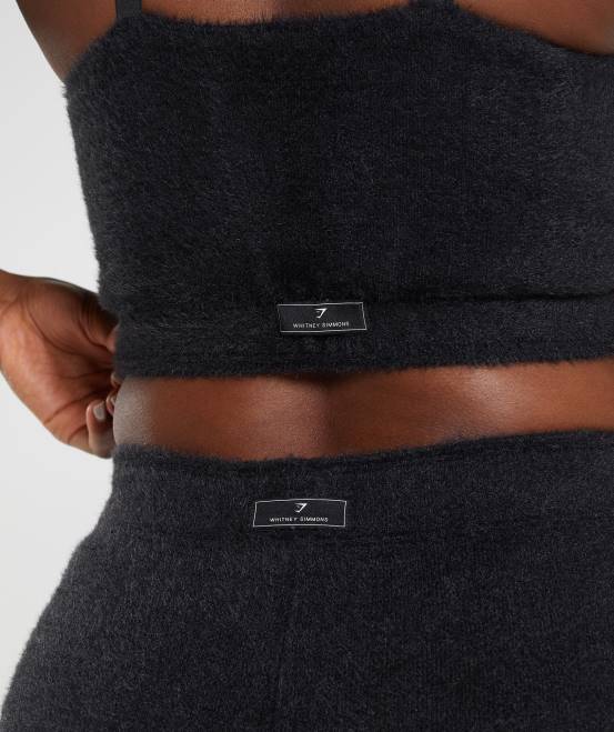 Schwarz Kleidung Gymshark Frauen Whitney Wimpernstrick-Bandeau 04P8143