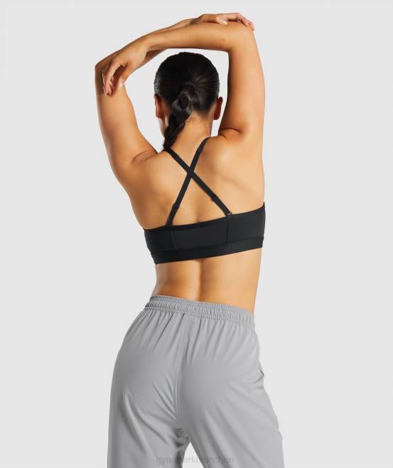 Schwarz Kleidung Gymshark Frauen geraffter Sport-BH 04P8197