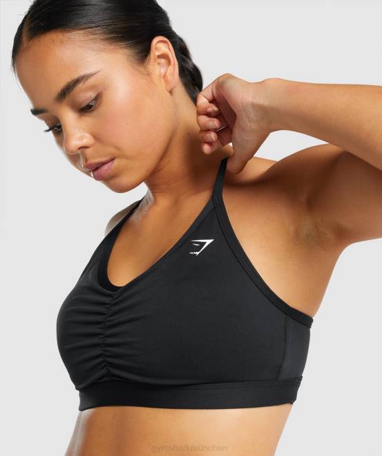Schwarz Kleidung Gymshark Frauen geraffter Sport-BH 04P8197