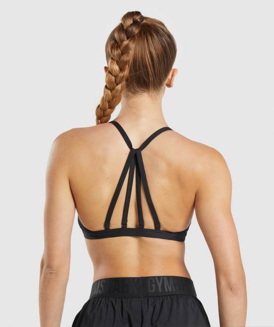 Schwarz Kleidung Gymshark Frauen minimalistischer Sport-BH 04P8135
