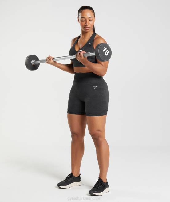 Schwarz/Onyxgrau Kleidung Gymshark Frauen Adapt Camo nahtloser Sport-BH 04P8192