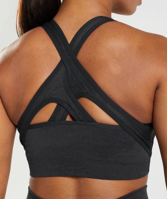 Schwarz/Onyxgrau Kleidung Gymshark Frauen Adapt Camo nahtloser Sport-BH 04P8192