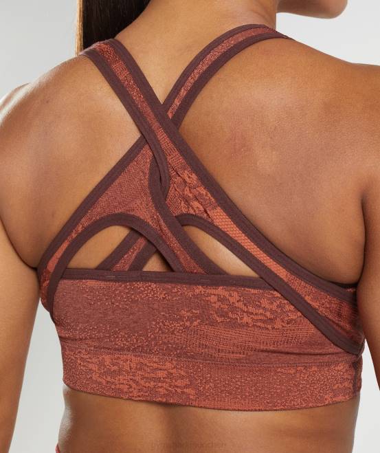 Sturmrot/Kirschbraun Kleidung Gymshark Frauen Adapt Camo nahtloser Sport-BH 04P8161