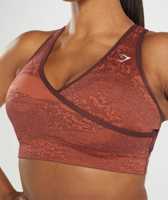 Sturmrot/Kirschbraun Kleidung Gymshark Frauen Adapt Camo nahtloser Sport-BH 04P8161