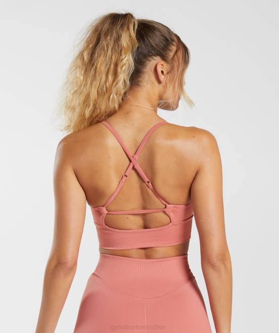 Terrakottarosa Kleidung Gymshark Frauen Sweat nahtloser Longline-Sport-BH 04P8132