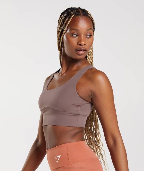 Trüffelbraun Kleidung Gymshark Frauen Langer Sport-BH 04P8149